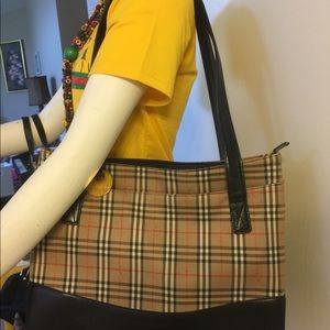 Burberry Tan and Black Shoulder Bag